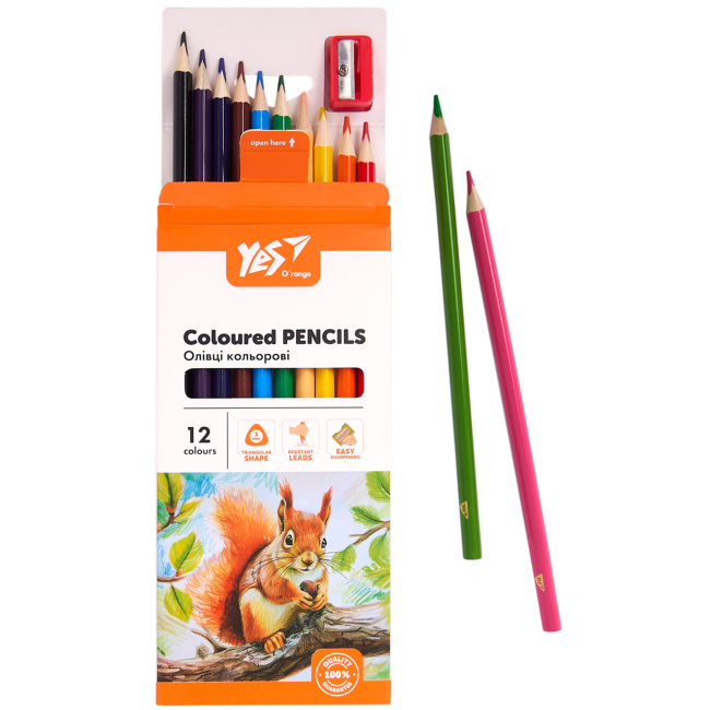 Канцтовары - Карандаши цветные Yes Orange Line с точилкой 12 цветов (290723)#3