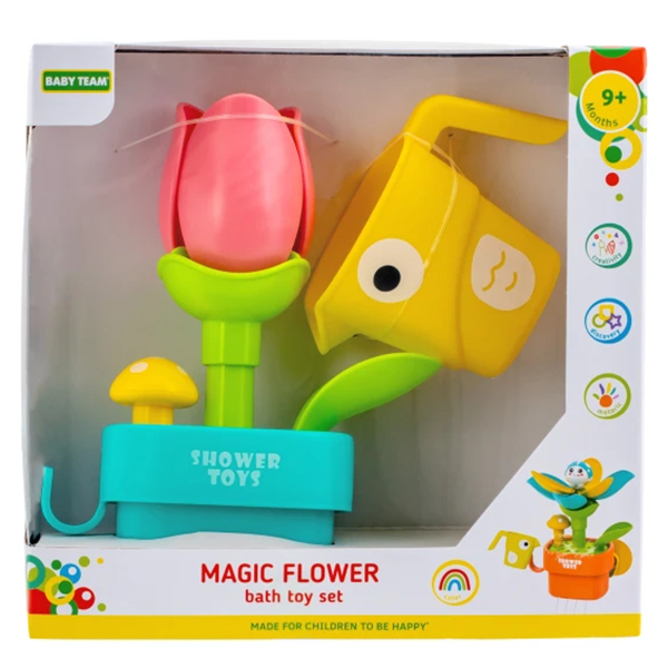 Развивающие игрушки - Набор игрушек для ванны Baby Team Очаровательный цветок голубой горшок розовый цветок (9031/1)#5