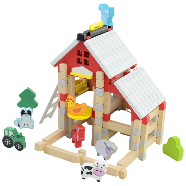 Конструкторы с уникальными деталями - Деревянный конструктор Країна Іграшок Ферма 123 деталей (C9436)#2