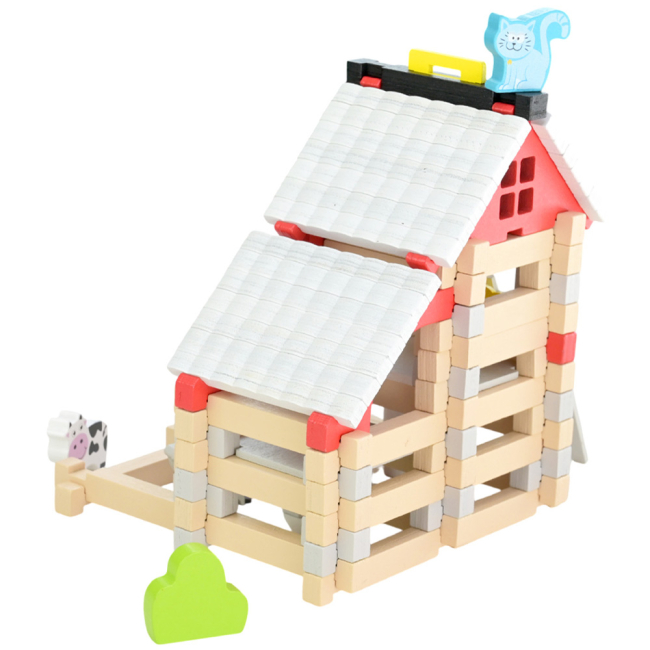 Конструкторы с уникальными деталями - Деревянный конструктор Країна Іграшок Ферма 123 деталей (C9436)#3