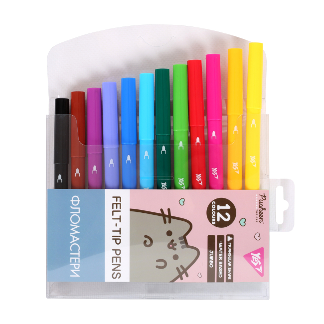 Канцтовари - ​Фломастери Yes Jumbo Pusheen 12 кольорів (650589)#2