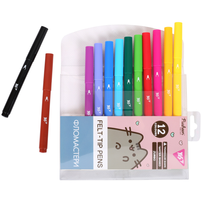 Канцтовари - ​Фломастери Yes Jumbo Pusheen 12 кольорів (650589)#3