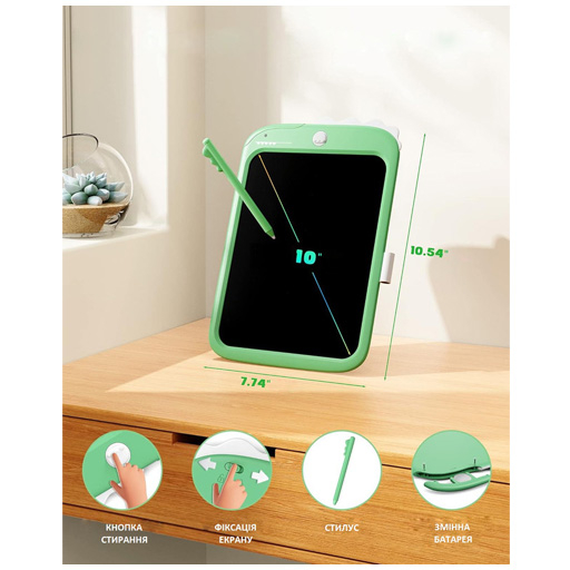 Товары для рисования - Планшет для рисования Beiens Динозаврик 10” Multicolor зеленый (К1006green)#3