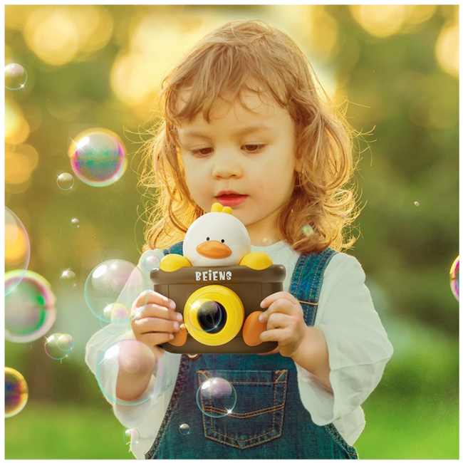 Мильні бульбашки - Генератор мильних бульбашок Beiens Фотоапарат Каченя коричневий (906D)#3