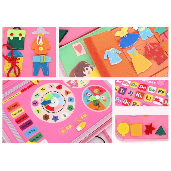 Розвивальні іграшки - Тактильна сумочка-бізіборд Urmywo рожева (UMMZBAI)#2