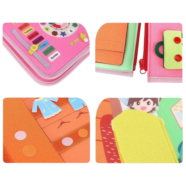 Розвивальні іграшки - Тактильна сумочка-бізіборд Urmywo рожева (UMMZBAI)#3