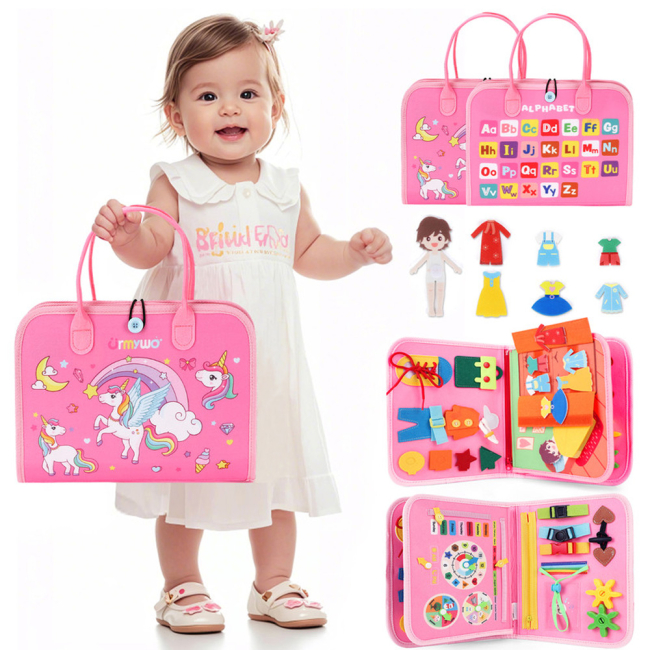 Розвивальні іграшки - Тактильна сумочка-бізіборд Urmywo рожева (UMMZBAI)#4