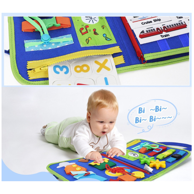 Розвивальні іграшки - Тактильна сумочка-бізіборд Urmywo блакитна (UMMZBAL)#4