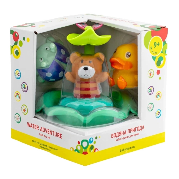 Іграшки для ванни - Набір іграшок для ванни Baby team Водяна пригода Ведмедик, комашка, качка (9036/1)#2