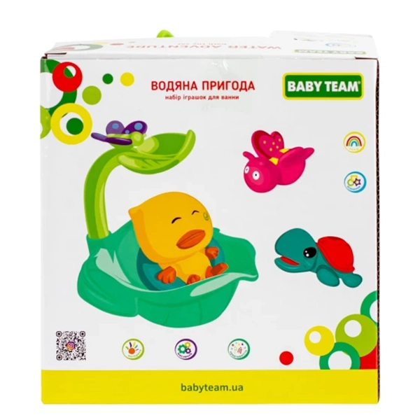 Іграшки для ванни - ​Набір іграшок для ванни Baby team Водяна пригода Качка, метелик, черепашка (9036/2)#4