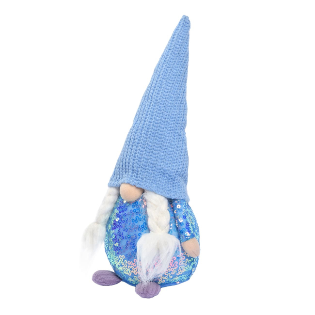 Персонажі мультфільмів - ​​М'яка іграшка Novogod'ko Гном дівчинка блакитна паєтка 40 см (974638)#3