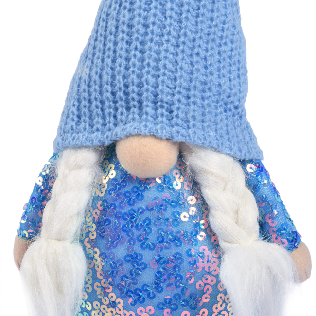 Персонажі мультфільмів - ​​М'яка іграшка Novogod'ko Гном дівчинка блакитна паєтка 40 см (974638)#4
