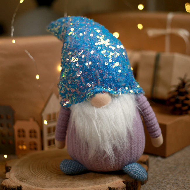 Персонажі мультфільмів - ​​М'яка іграшка Novogod'ko Гном хлопчик блакитна паєтка 40 см (974637)#5