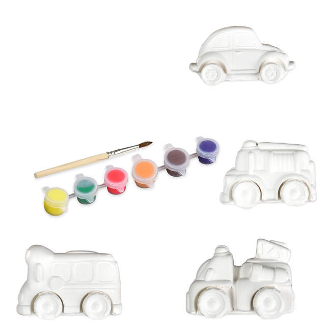 Набори для творчості - Набір для творчості Strateg Гіпсова розмальовка Розфарбуй машини (31038)#2