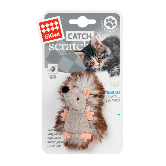 Игрушки для котов - Игрушка для кошек GiGwi Catch & scratch Ёжик с погремушкой (75029)#2
