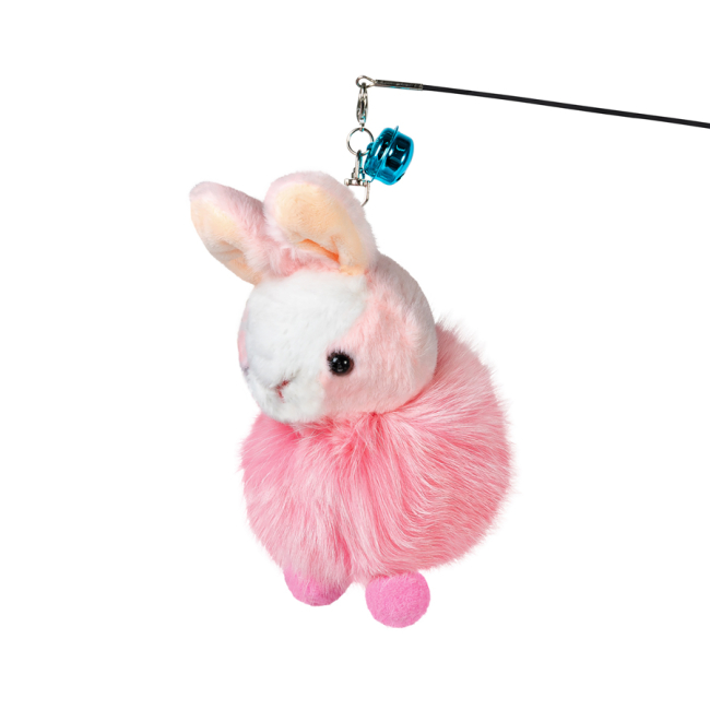 Игрушки для котов - Игрушка для котов WAUCAT Fun Teaser Удочка с зайчиком розовый (4823089377964)#2