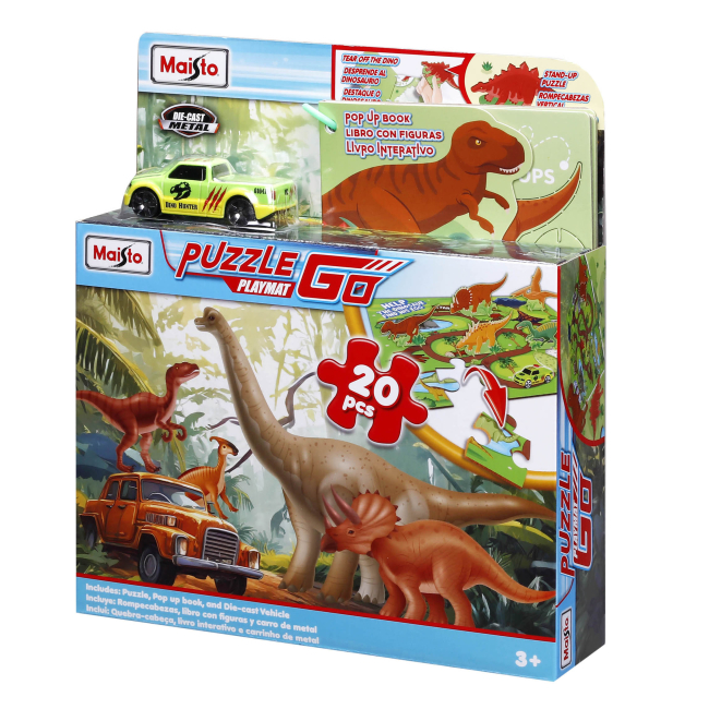 Пазлы - Пазл Maisto Dino Adventure 20 элементов с машинкой и книгой (12679)#2