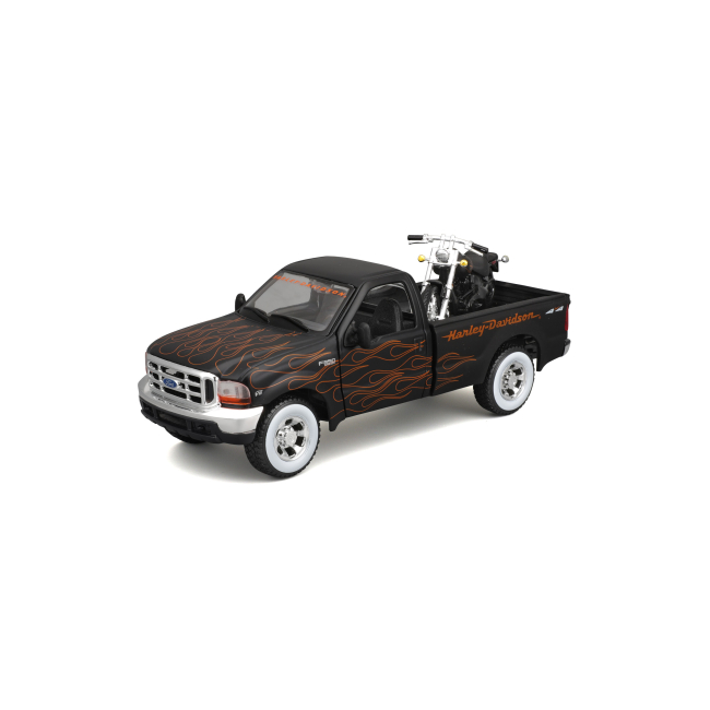 Автомодели - Игровой набор Maisto Harley-Davidson машинка 1:27 1999 Ford F-350 Super Duty Pickup и мотоцикл 1:24 (32181)#3