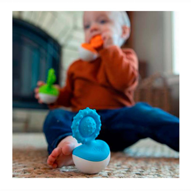 Брязкальця, прорізувачі - Прорізувач-неваляшка Fat Brain Toys Dimpl Wobl блакитний (FA217-4)#2