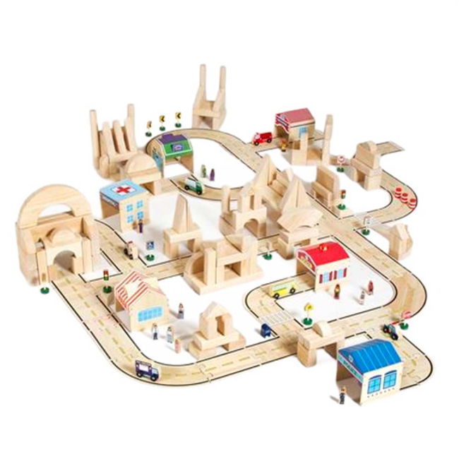 Транспорт и спецтехника - Игровой набор Guidecraft Block Play К деревянной дороге (G6719)#2