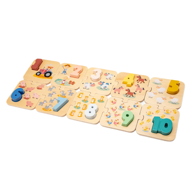 Пазлы - Пазл деревянный New classic toys Ферма с цифрами 10 деталей (10518)#2