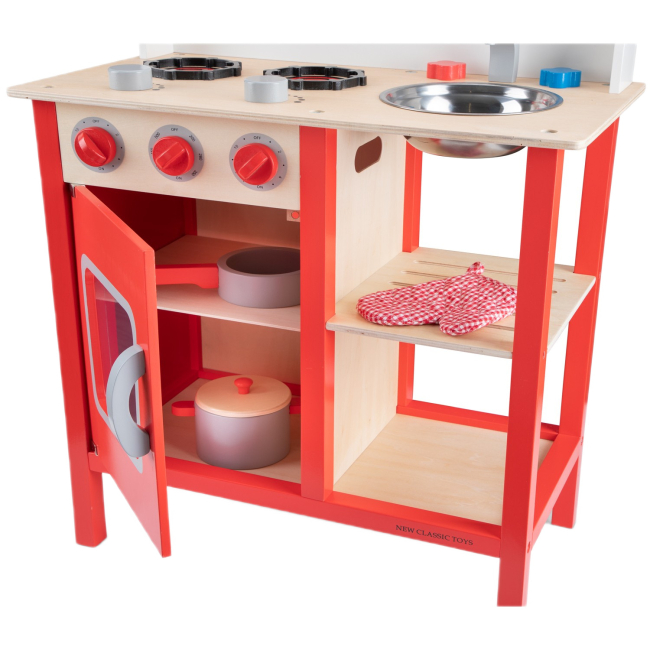 Детские кухни и бытовая техника - Игровой набор New classic toys Игровая кухня Bon appetit красная (11055)#3