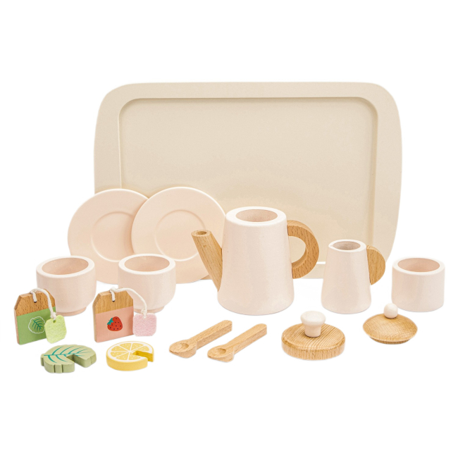 Детские кухни и бытовая техника - Игровой набор New classic toys Чайный сервиз с подносом (10623)#2