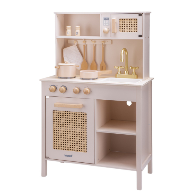 Детские кухни и бытовая техника - Игровой набор New classic toys Мини-кухня - ротанг розовая (11046)#2