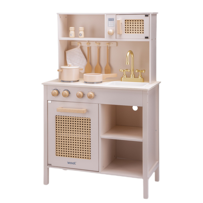 Детские кухни и бытовая техника - Игровой набор New classic toys Мини-кухня - ротанг розовая (11046)#3