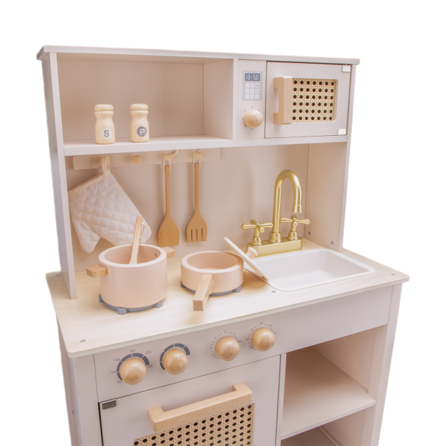 Детские кухни и бытовая техника - Игровой набор New classic toys Мини-кухня - ротанг розовая (11046)#4