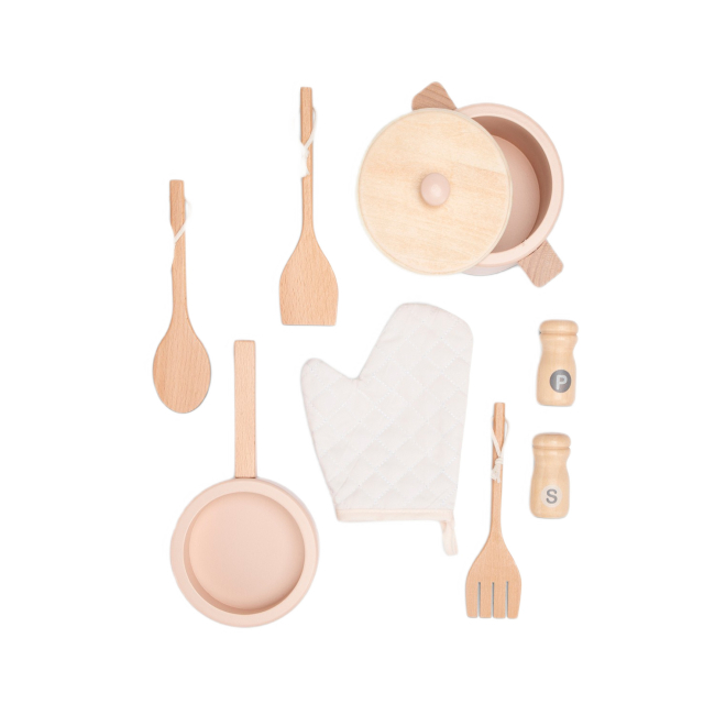 Детские кухни и бытовая техника - Игровой набор New classic toys Мини-кухня - ротанг розовая (11046)#6