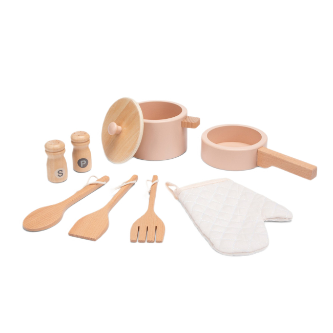 Детские кухни и бытовая техника - Игровой набор New classic toys Мини-кухня - ротанг розовая (11046)#7