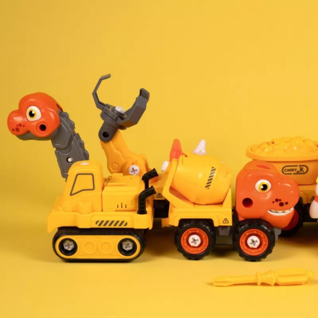 Конструктори з унікальними деталями - ​Конструктор Otamanko Машинка-трансформер Динозавр 5 в 1 жовтий/помаранчевий (5320310)#6