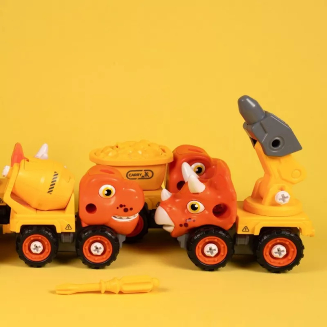 Конструктори з унікальними деталями - ​Конструктор Otamanko Машинка-трансформер Динозавр 5 в 1 жовтий/помаранчевий (5320310)#7