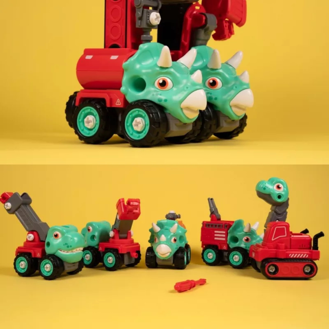 Конструктори з унікальними деталями - Конструктор Otamanko Машинка-трансформер Динозавр 5 в 1 червоний/блакитний (5320311)#4