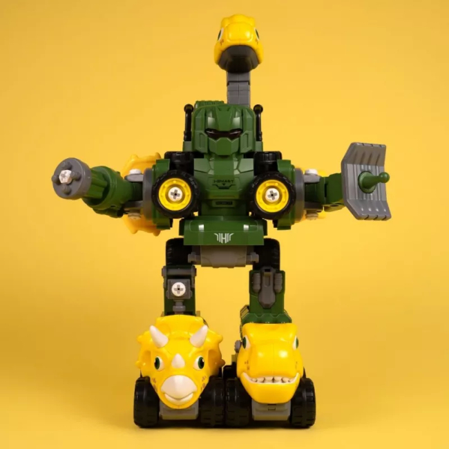 Конструктори з унікальними деталями -  Конструктор Otamanko Машинка-трансформер Динозавр 5 в 1 зелений/жовтий (5320312)#7