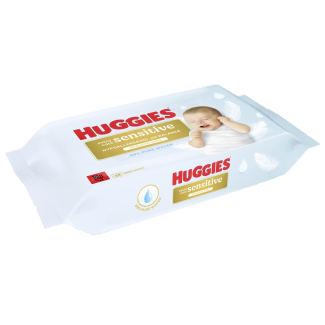 Пеленки и салфетки - Влажные салфетки Huggies Extra Care Sensitive 48 шт (5029053585543)#2