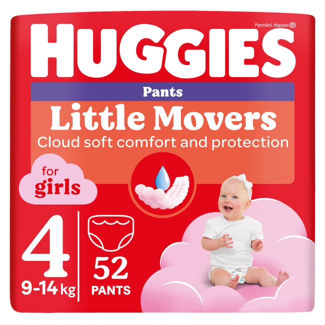 Підгузки - Підгузки-трусики Huggies Little Movers для дівчаток 4 M-Pack 9-14 кг 52 x 2 шт (5029054568095)#2