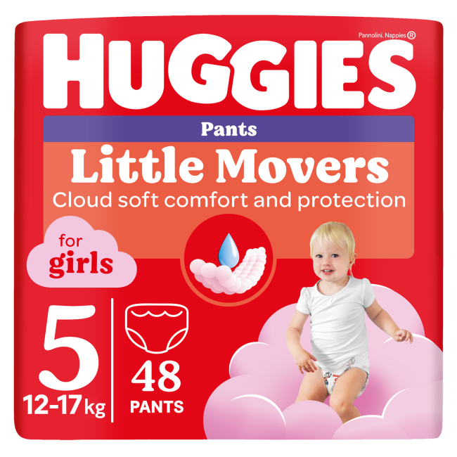 Подгузники - Подгузники-трусики Huggies Little Movers для девочек 5 M-Pack 12-17 кг 48 x 2 шт (5029054568170)#2