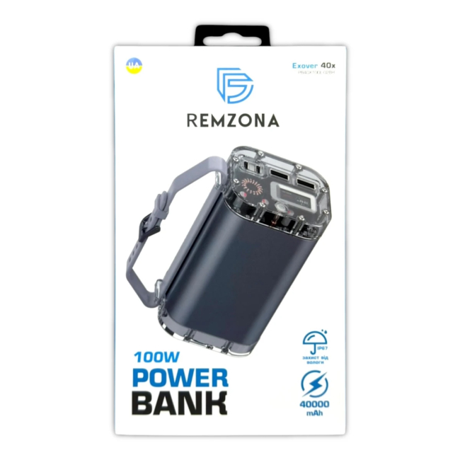 Павербанки - Акумулятор портативний для ноутбуку Remzona Exover 40X 40000mAh 100W (PB40X100L-02BK)#8
