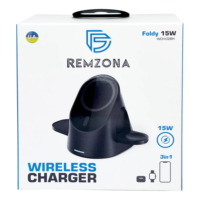 Павербанки - Зарядное устройство беспроводное Remzona Foldy 15W (WCH-02BK)#5