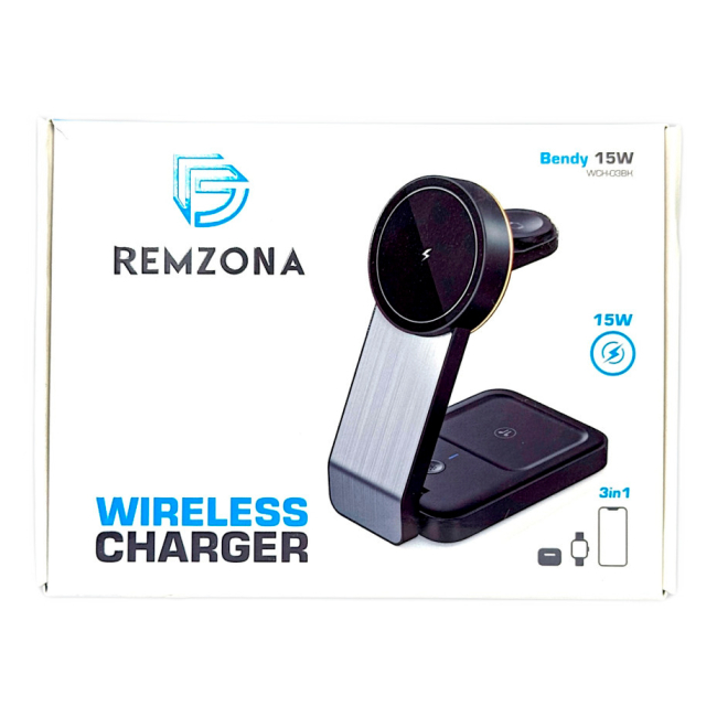 Павербанки - Зарядное устройство беспроводное Remzona Bendy 15W (WCH-03BK)#9