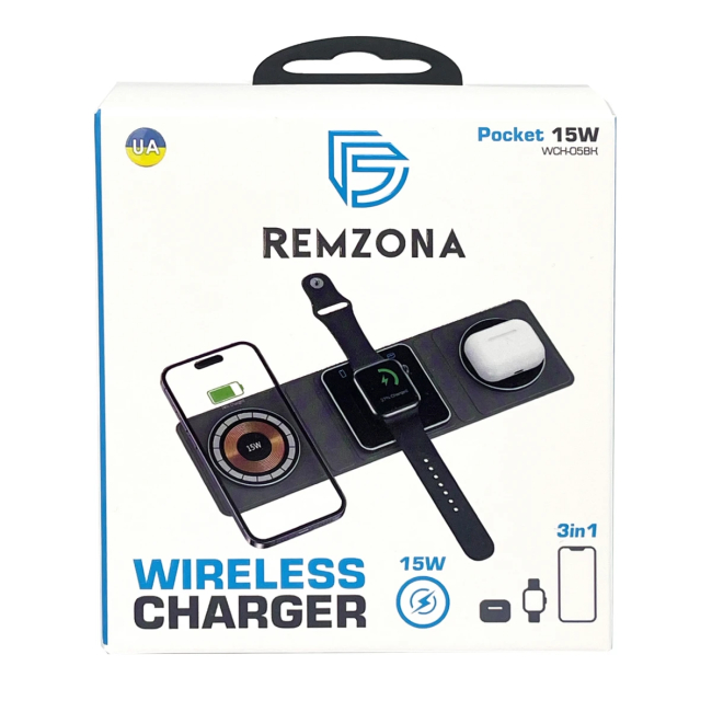 Павербанки - Зарядное устройство беспроводное Remzona Pocket 15W (WCH-05BK)#5