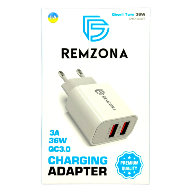 Павербанки - Сетевое зарядное устройство Remzona Giwell Twin 36W (CHAA-03WT)#5