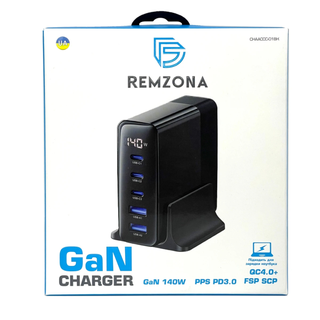 Павербанки - Сетевое зарядное устройство Remzona Giwell Acey 140W (CHAACCC-01BK)#4