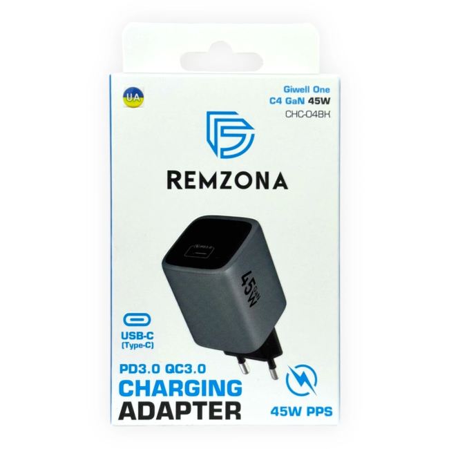 Павербанки - Мережевий зарядний пристрій Remzona Giwell One C4 GaN 45W (CHC-04BK)#5