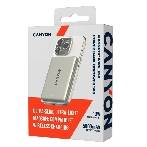 Павербанки - Портативная батарея Canyon magnetic power bank OnPower 500 PD20W 5000mAh Aluminium Star Grey (CNS-CPB500G)#6