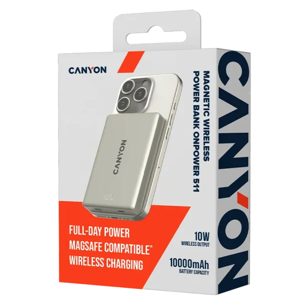 Павербанки - Портативная батарея Canyon magnetic power bank OnPower 511 PD20W 10000mAh Aluminium Star Grey (CNS-CPB511G)#5