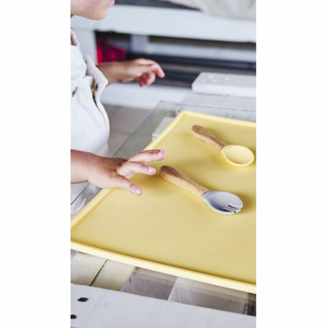 Дитячий посуд та аксесуари - Ложка та виделка силіконові MinikOiOi Dig In Bubble Beige (101060060)#4