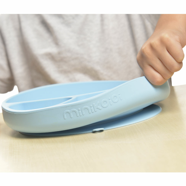 Дитячий посуд та аксесуари - Секційна тарілка на присосці силіконова MinikOiOi Portions Powder Grey (101050004)#3